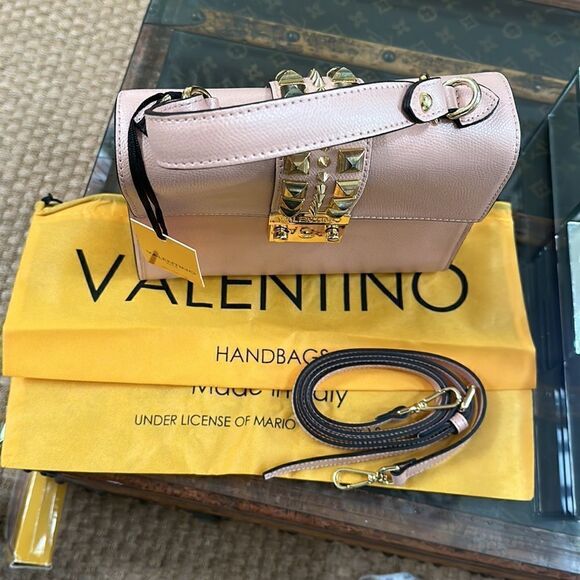 VALENTINO BY MARIO VALENTINO Cleo Palmellato Leather Top Handle Bag NEW + Duster - Picture 3 of 9